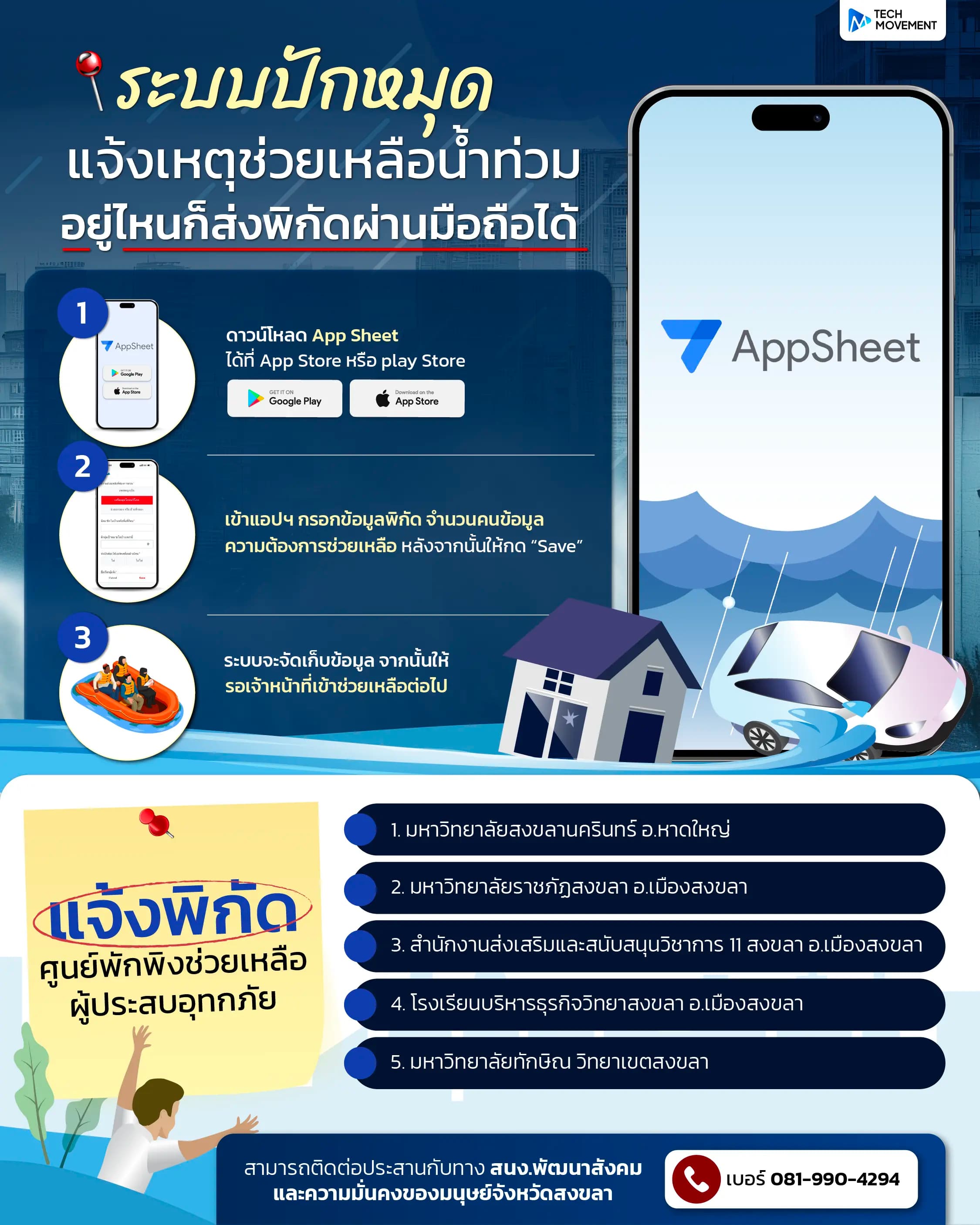 ระบบปักหมุดแจ้งเหตุช่วยเหลือน้ำท่วม_อยู่ไหนก็ส่งพิกัดผ่านมือถือได้